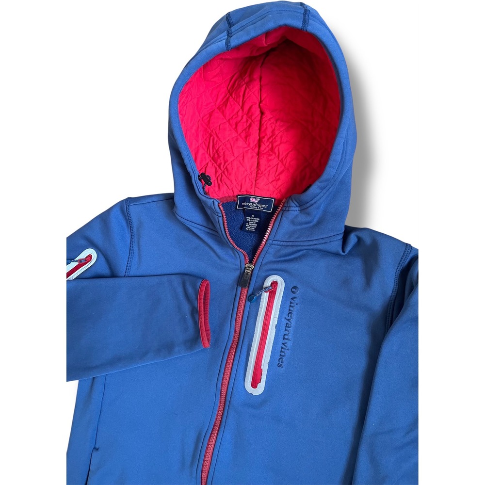Vineyard Vines Mens‎ Small Blue Full Zip Hooded Performance Jacket Fleece Lined